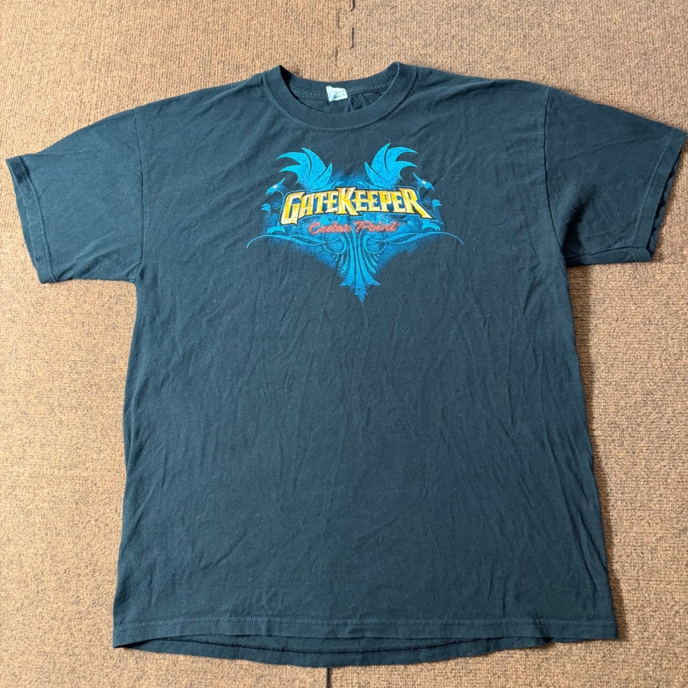 Cedar Point GateKeeper Roller Coaster Graphic T-Shirt Mens L Black M&O‎ Knits